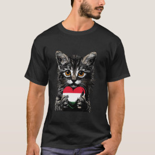 T-shirt Drapeau hongrois Hongrie Chat Mignon Cœur Fierté h