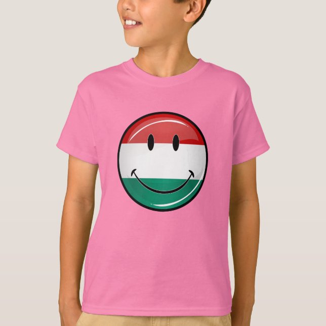 T-shirt drapeau hongrois souriant (Devant)