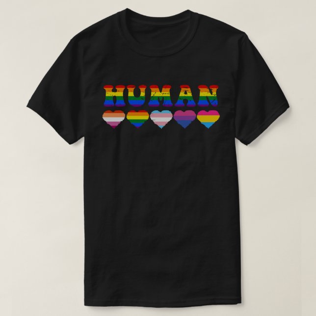 T-shirt Drapeau HUMAN LGBTQ Mois Gay pride Transgenre (Design devant)