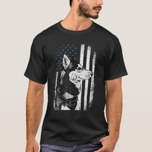 T-shirt Drapeau Husky Vintage Noir Et Blanc États-Unis