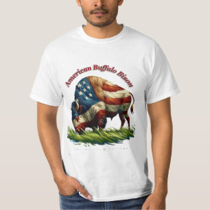 T-shirt Drapeau illustré du majestueux bison américain