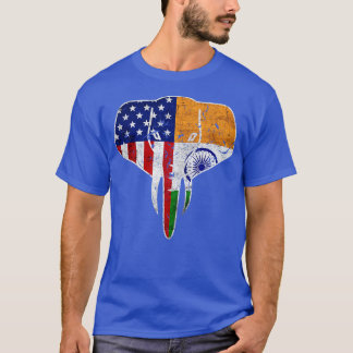 T-shirt Drapeau Indien Amérique Elephant Inde