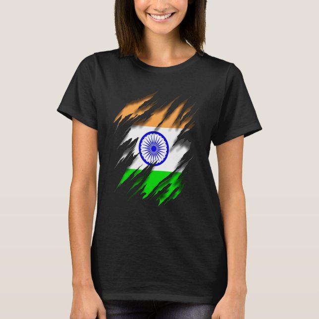 T-shirt Drapeau indien Bharat Ganarajya Inde (Devant)