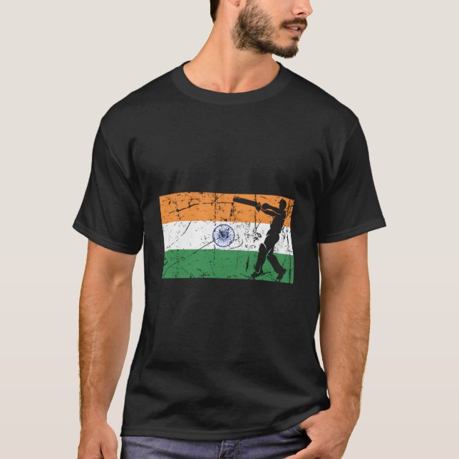 T-shirt Drapeau indien - Cricket (Devant)