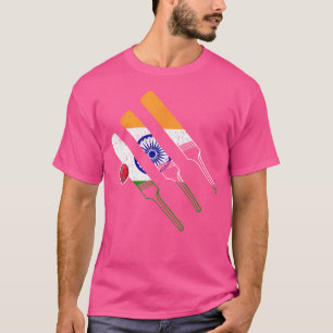 T-shirt Drapeau Indien De Cricket Pour Un Joueur De Cricke