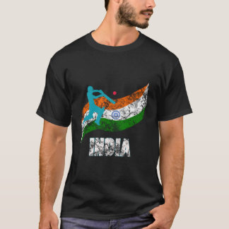 T-shirt Drapeau indien de cricket vintage Inde
