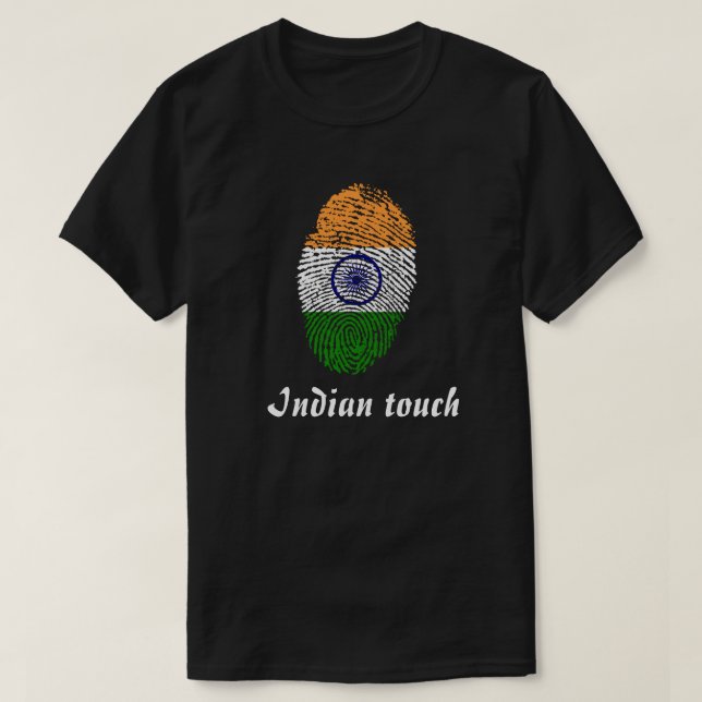 T-shirt Drapeau indien d'empreinte digitale de contact (Design devant)