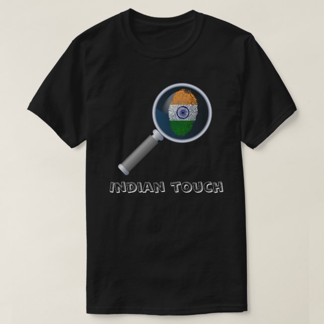 T-shirt Drapeau indien d'empreinte digitale de contact (Design devant)