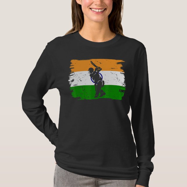 T-shirt Drapeau Indien Des Joueurs De Cricket Drapeau De L (Devant)