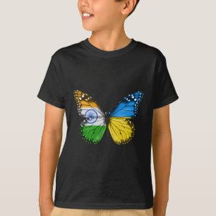 T-shirt Drapeau indien ukrainien Papillon Inde Ukraine