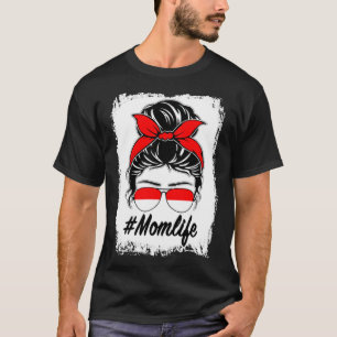 T-shirt Drapeau Indonésie Maman Messy Bun Maman Vie