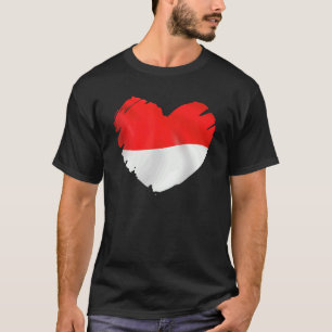 T-shirt Drapeau Indonésien En Forme De Coeur Indonésien