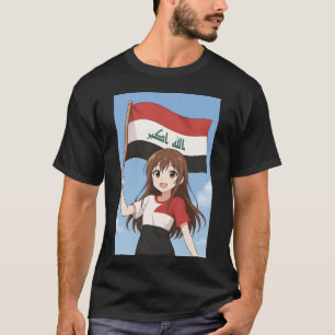 T-shirt Drapeau irakien héroïne d'anime drôle