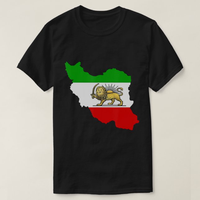 T-shirt Drapeau Iran avec lion et symbole soleil Rostam Ir (Design devant)