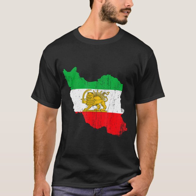 T-shirt Drapeau Iran Carte Lion Persan (Devant)