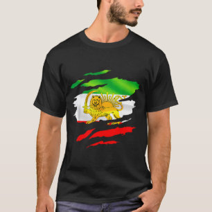 T-shirt Drapeau Iran Carte Lion Soleil