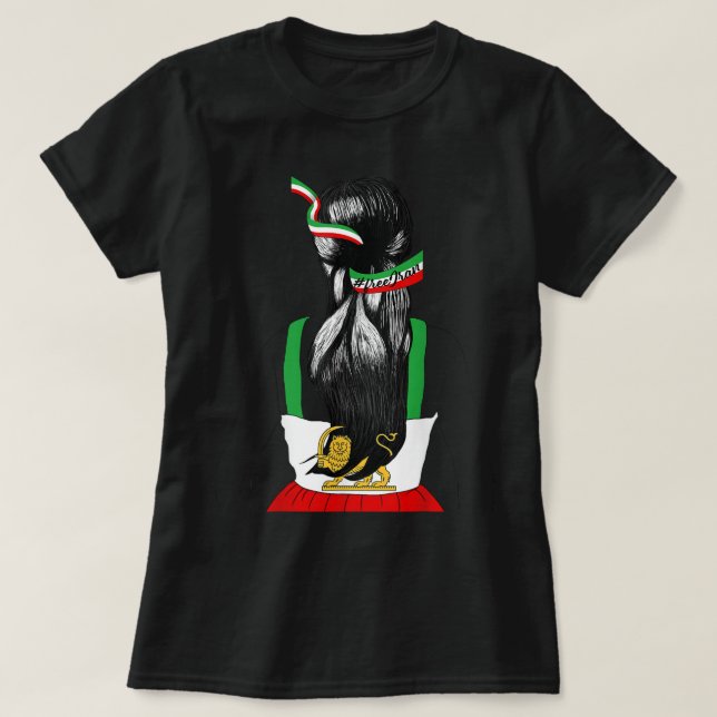 T-shirt Drapeau iranien Femme soutien cheveux femmes d'Ira (Design devant)