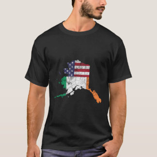 T-shirt Drapeau Irlandais Américain Alaska St Patrick'S Da