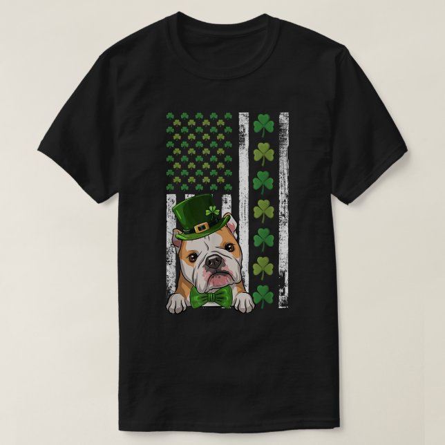 T-shirt Drapeau irlandais américain Chien de taureau franç (Design devant)