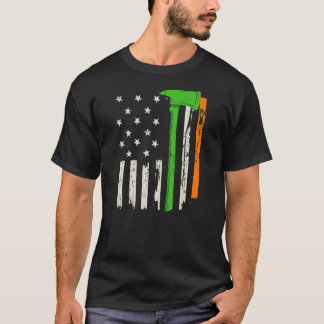 T-shirt Drapeau irlandais américain de pompier et d'aix 