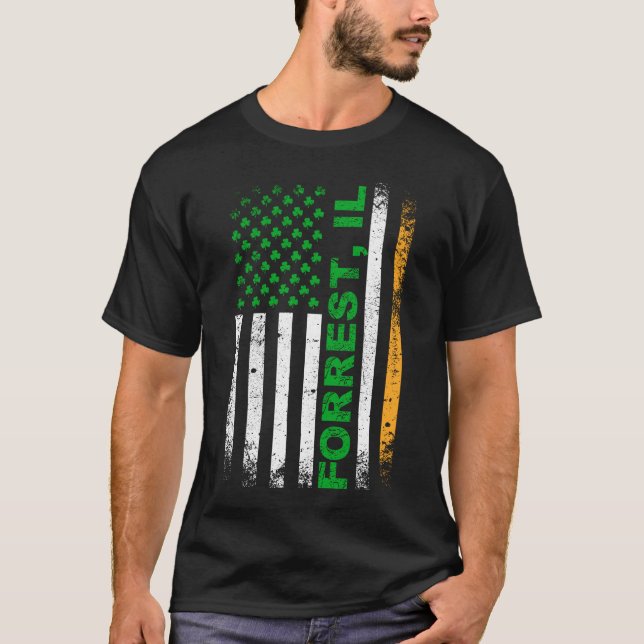 T-shirt Drapeau irlandais américain FORREST, IL (Devant)