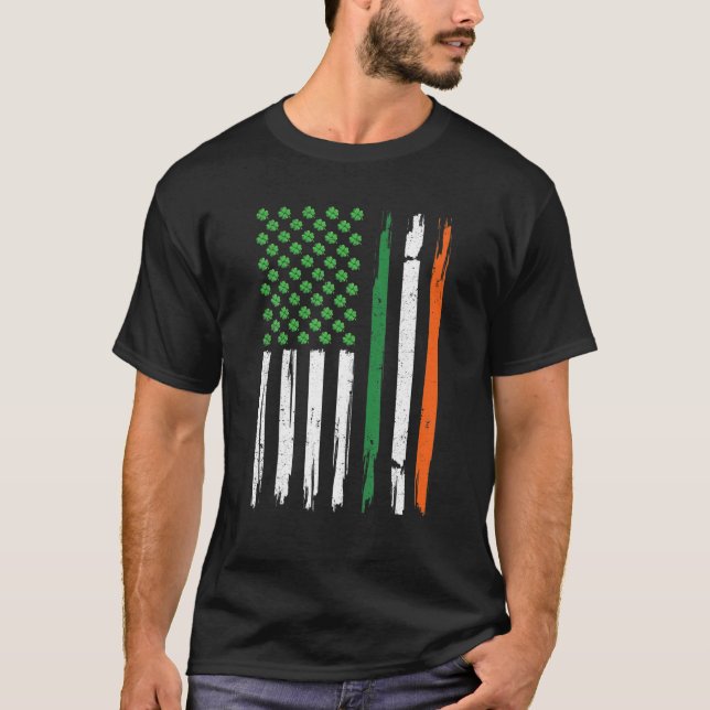 T-shirt Drapeau irlandais américain Irlande Drapeau heureu (Devant)