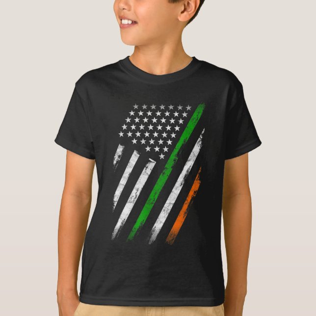 T-shirt Drapeau irlandais américain Irlande Drapeau Lucky  (Devant)