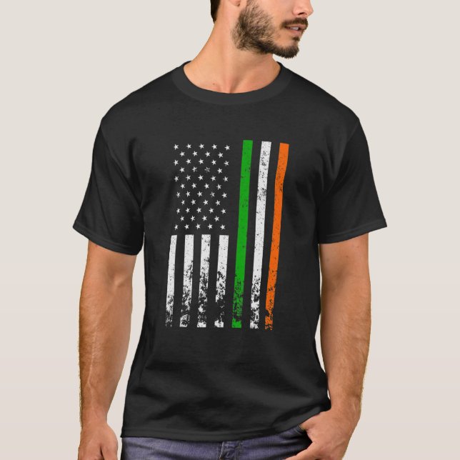 T-shirt Drapeau irlandais américain Irlande JOUR DE LA SAI (Devant)