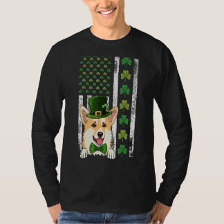T-shirt Drapeau irlandais américain Irlande Vintage Corgi 