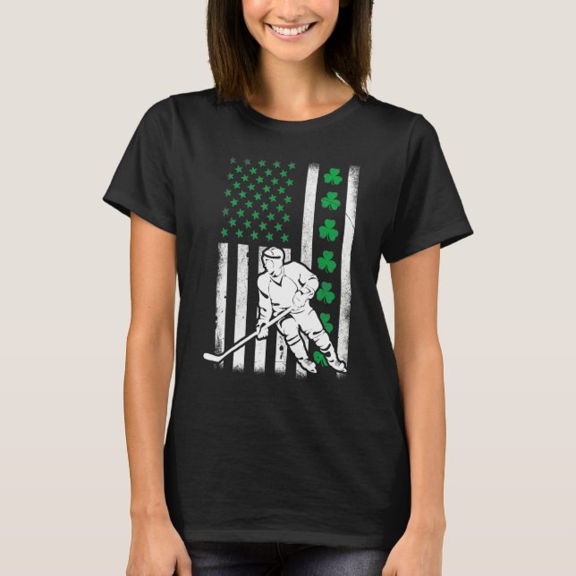 T-shirt Drapeau irlandais américain Lucky Hockey St. Patri (Devant)