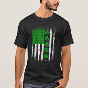 T-shirt Drapeau irlandais américain Lucky Shamrock St Pat