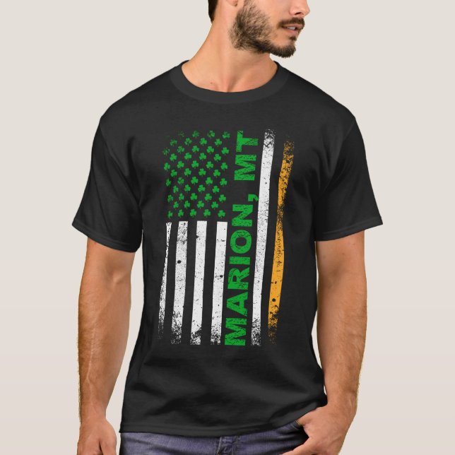 T-shirt Drapeau irlandais américain MARION, MT (Devant)