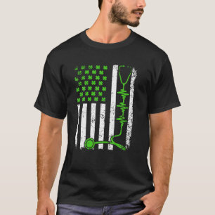 T-shirt Drapeau irlandais américain rétro Infirmière m