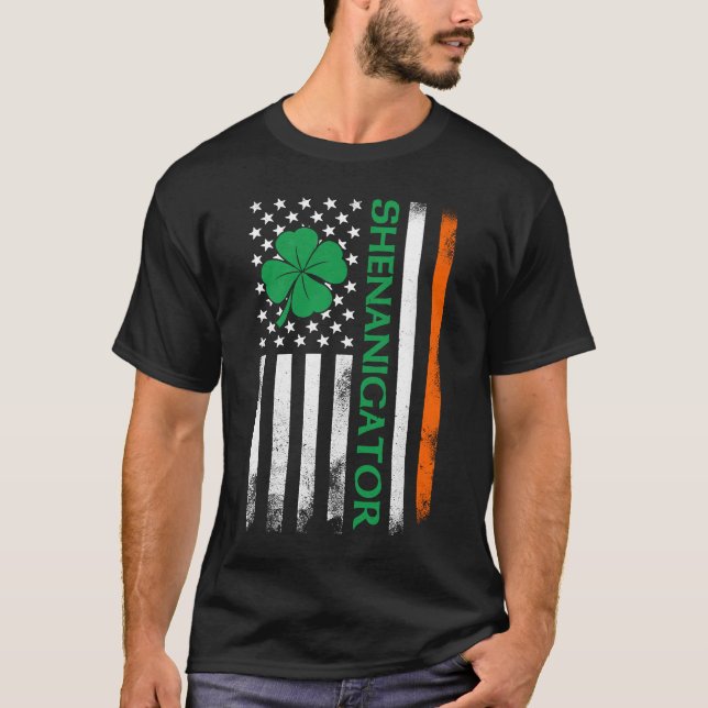 T-shirt Drapeau irlandais américain Shenanigans de la Sain (Devant)