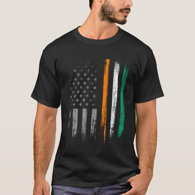 T-shirt Drapeau Irlandais Américain St Patrick'S Day (Devant)