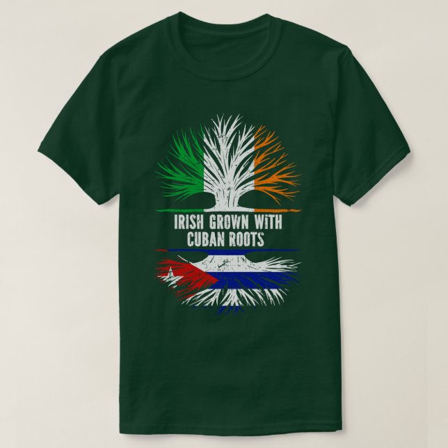 T-shirt Drapeau Irlandais Avec Racines Cubaines Irlande (Design devant)