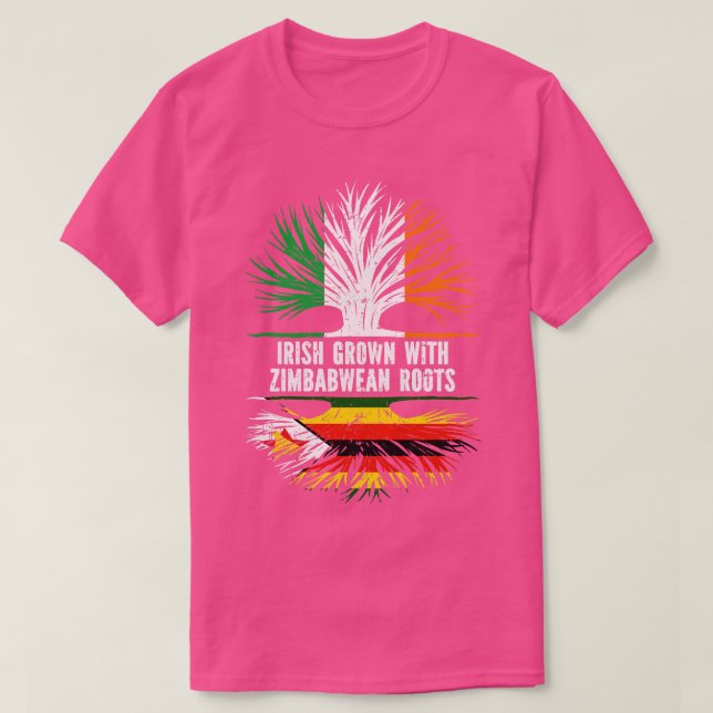 T-shirt Drapeau Irlandais Avec Racines Zimbabwéennes Irlan (Design devant)