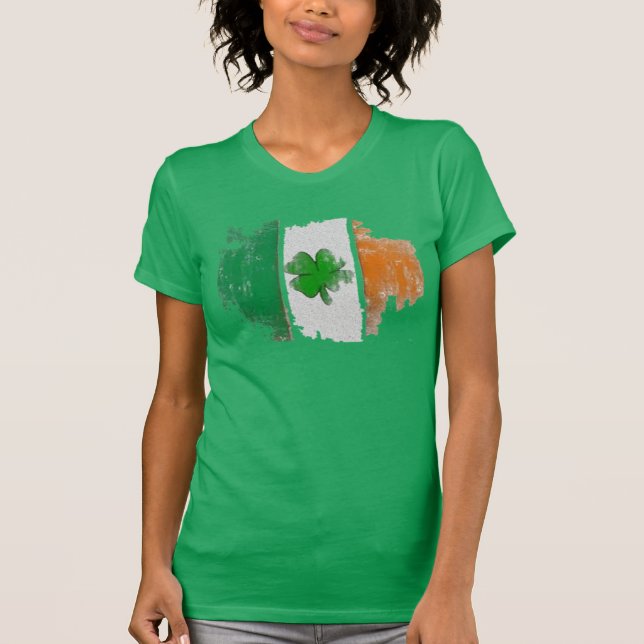 T-shirt Drapeau irlandais Chemise verte femme Irlandaise T (Devant)