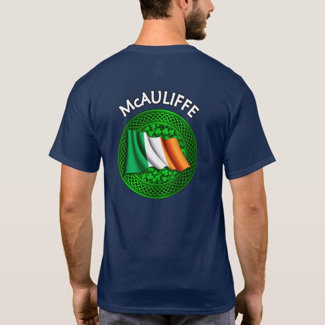 T-shirt Drapeau irlandais Clover Celtic Knot - McAuliffe (Dos)