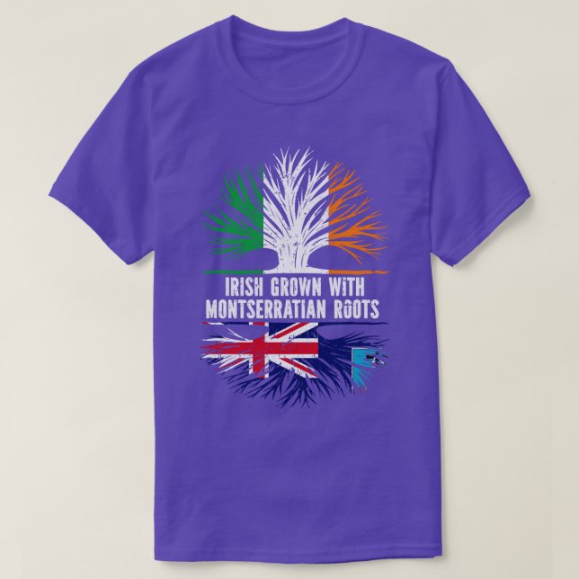 T-shirt Drapeau Irlandais Cultivé Avec Racines Montserrati (Design devant)