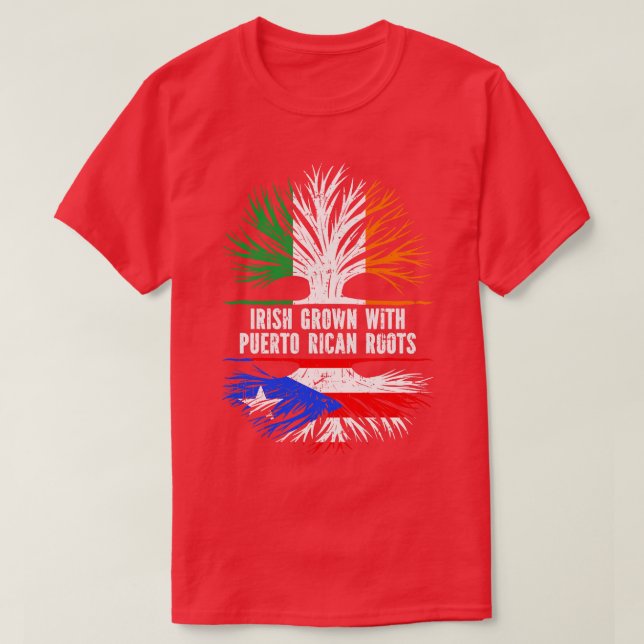 T-shirt Drapeau Irlandais Cultivé Avec Racines Portoricain (Design devant)