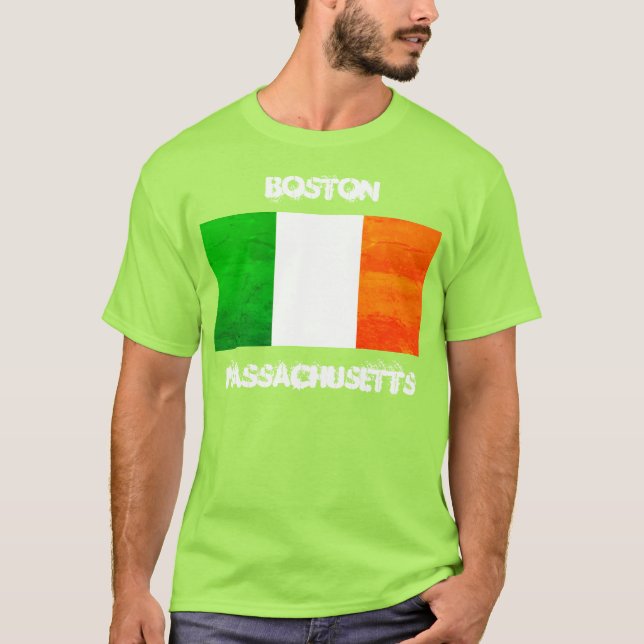 T-shirt Drapeau irlandais de Boston Massachusetts – Fierté (Devant)
