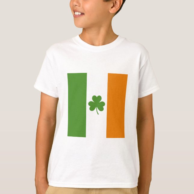 T-shirt Drapeau irlandais de la Saint Patrick avec Shamroc (Devant)