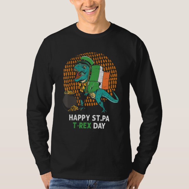 T-shirt Drapeau irlandais de la Saint-Patrick T-Rex Trèfle (Devant)