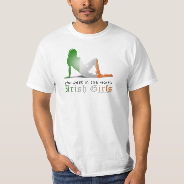 T-shirt Drapeau irlandais de silhouette de fille (Devant)