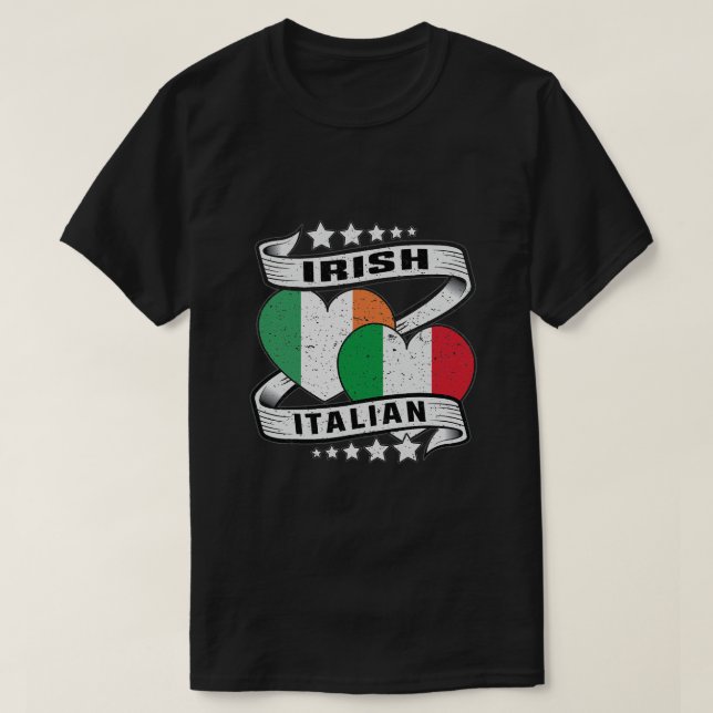T-shirt Drapeau irlandais demi-irlandais italien irlandais (Design devant)