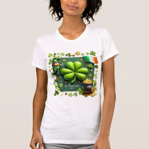 T-shirt Drapeau irlandais et Shamrock de la Saint-Patrick
