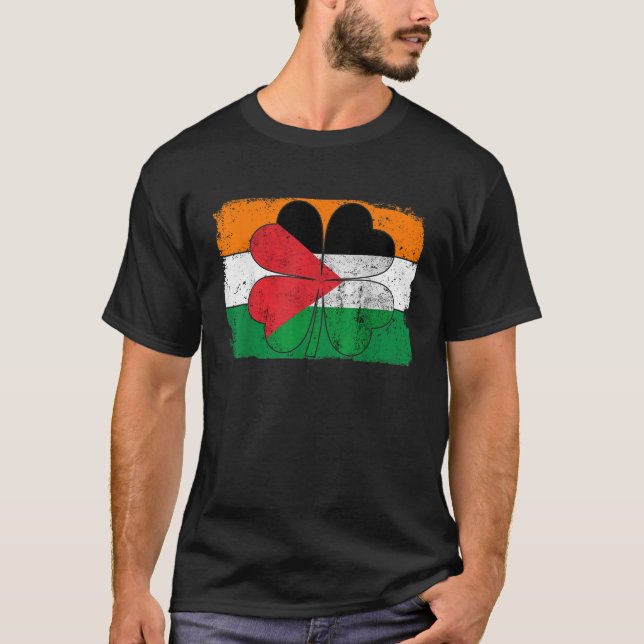 T-shirt Drapeau irlandais Palestine Irlande Shamrock St pa (Devant)