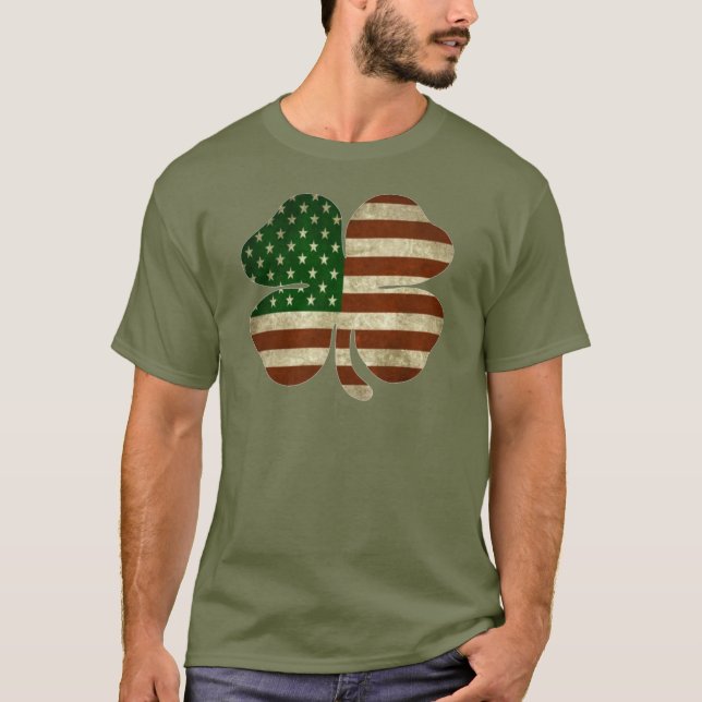 T-shirt Drapeau irlandais Shamrock américain Patriot (Devant)