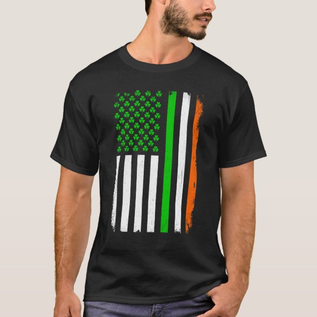 T-shirt Drapeau irlandais Shamrock de la Saint Patrick (Devant)